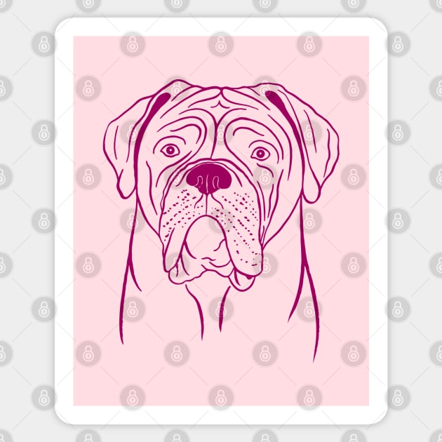 Dogue de Bordeaux (Pink and Berry) Sticker by illucalliart